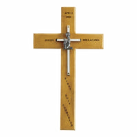 Cruz de pared personalizada de madera de arce y latón para niño de primera comunión de 10.0 in