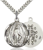 Miraculous Medal Sterling Silver- Round  7/8" x 3/4" - St. Mary's Gift Store