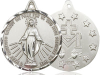 Round Miraculous Medal Sterling Silver Medal, 1 3/8 inch - St. Mary's Gift Store