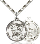 St Michael -Double-sided Round Sterling Silver Medal, 1 inch - St. Mary's Gift Store