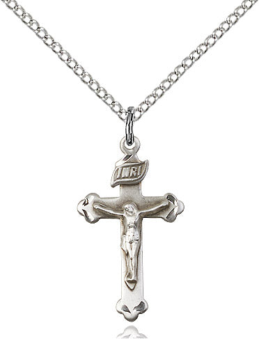 1st Communion Crucifix with 18 inch Sterling Silver Chain, 7/8 inch - St. Mary's Gift Store