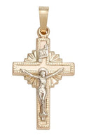 Two-Tone 10KT Gold Cross with Sterling Silver Corpus, 1 inch - St. Mary's Gift Store