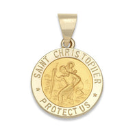 14KT Solid Yellow Gold - St. Christopher Medal - Round, 5/8 inch - St. Mary's Gift Store