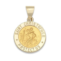 14KT Solid Yellow Gold - St. Christopher Medal - Round, 5/8 inch - St. Mary's Gift Store