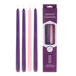 12 inch Unscented Advent taper Candles, Set of 4 (Three Purple, One Rose) - St. Mary's Gift Store