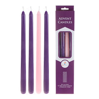 12 inch Unscented Advent taper Candles, Set of 4 (Three Purple, One Rose) - St. Mary's Gift Store