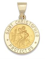10KT Gold St. Christopher Round Hollow Medal, 5/8 inch - St. Mary's Gift Store