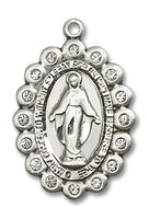 Miraculous Medal  with Crystal  Stones, 7/8 inch - St. Mary's Gift Store