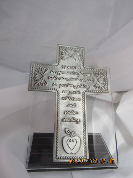 Teacher Wall Cross -Pewter - St. Mary's Gift Store
