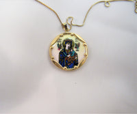 Hand Painted Our Lady of Perpetual Help Pendant -14KT - St. Mary's Gift Store