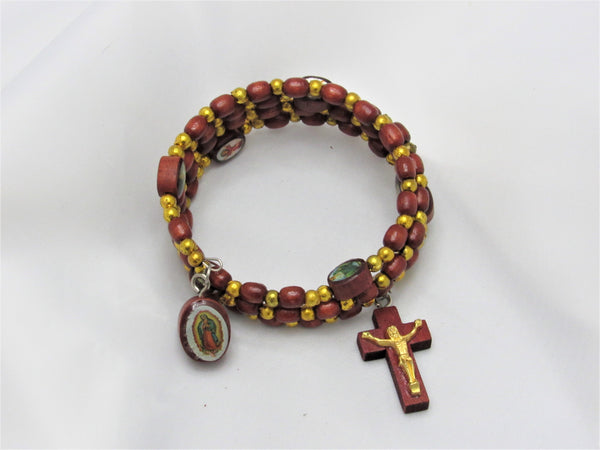 Amazon.com: Red Memory Wire Rosary Bracelet, Miraculous Medal Pendant, Wrap  Around Catholic Bracelet & Lourdes Prayer Card : Clothing, Shoes & Jewelry