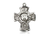 Large Sterling Silver 5-Way Confirmation Cross, 1 inch - St. Mary's Gift Store