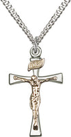 Sterling Silver Maltese Crucifix with Gold Filled Corpus, 18 inch Sterling Silver  Chain. 7/8 x 1/2 x - St. Mary's Gift Store