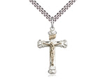 Gold Filled Corpus on Sterling Silver Crucifix, 24 inch Chain. 1 1/8inch x 5/8