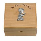 Baby Boy Maple Wood Keepsake Baptism Box 4 3/4 inches - St. Mary's Gift Store