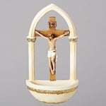 Crucifix Holy Water Font, 7 inches - St. Mary's Gift Store