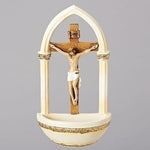 Crucifix Holy Water Font, 7 inches - St. Mary's Gift Store