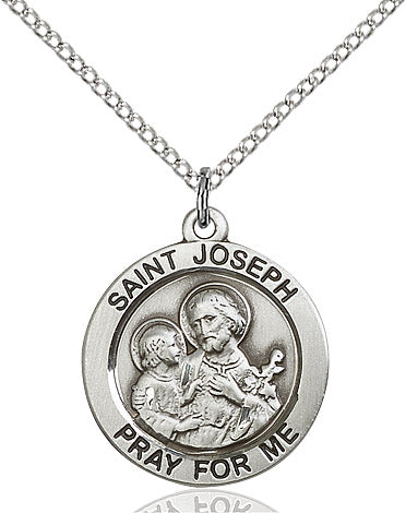 St. Joseph Sterling Silver Medal - Round 3/4/ x 3/4 - St. Mary's Gift Store