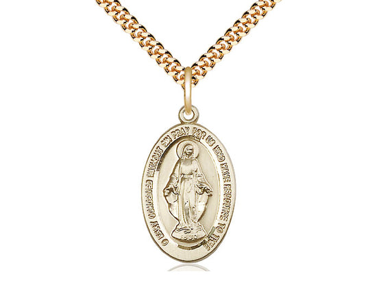 Miraculous Medal 14KT Gold Filled Pendant with a 24 inch Gold Filled Endless Chain, 7/8 inch - St. Mary's Gift Store
