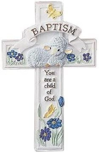 Baptism  Resin Cross, Child of God 8.5 inches - St. Mary's Gift Store