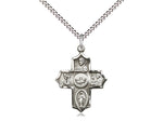 First Communion 5-Way Medal Sterling Silver Medal, 7/8 inch - St. Mary's Gift Store