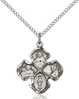 4-Way First Communion Cross - Sterling Silver Crucifix, 3/4 inch - St. Mary's Gift Store