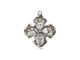 4-Way First Communion Cross - Sterling Silver Crucifix.  Medal only.