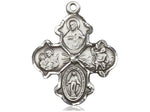 4-Way Sterling Silver Medal 1 1/4 x 1 Inch