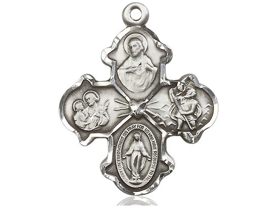 Medalla de plata de ley de 4 vías 1 1/4 x 1 pulgada