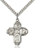 Franciscan 4-Way Sterling Silver Cross, 1 inch - St. Mary's Gift Store
