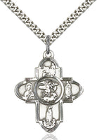 Our Lady 5-Way Sterling Silver Medal, 1 1/4 inch - St. Mary's Gift Store
