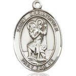 St Christopher Medal Sterling Silver Medal, 1 inch - St. Mary's Gift Store
