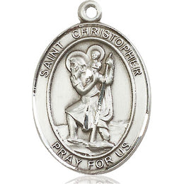 St Christopher Medal Sterling Silver Medal, 1 inch - St. Mary's Gift Store