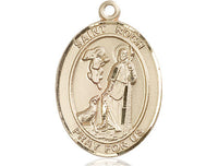 St. Roch - Oval Shaped Solid Gold 14KT Medal  3/4 inch - St. Mary's Gift Store