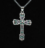 Sterling Silver Cross with Stained Glass Pattern. 1. inches - St. Mary's Gift Store