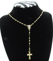 Our Lady of Guadalupe 4mm Gold Plated Stainless Steel Rosary Necklace - St. Mary's Gift Store