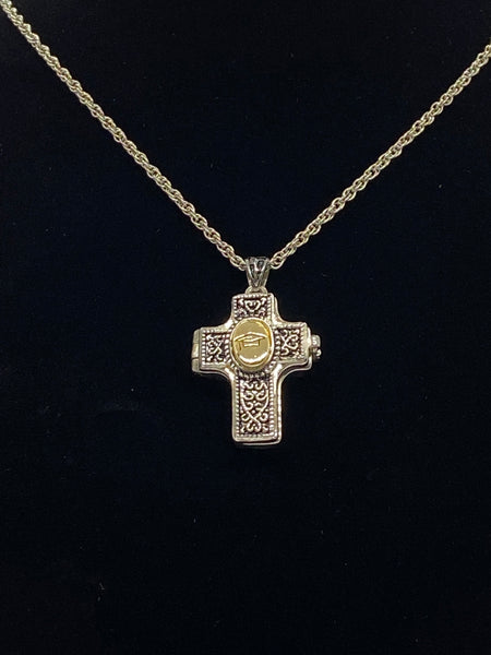 Graduation Cross Shaped Locket with Message Scroll - St. Mary's Gift Store