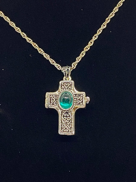 Irish Blessing Cross Shaped Locket with Message Scroll - St. Mary's Gift Store