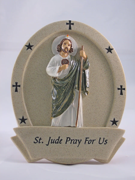 "St. Jude"  Patron Saint of Impossible Cases Resin Plaque, 5 inches High Relief - St. Mary's Gift Store