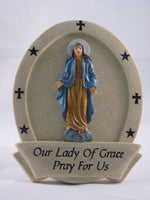 "Our Lady of Grace" Resin Hand Painted High Relief Plaque ,5 inches - St. Mary's Gift Store