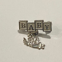 Sterling Silver Baby Pin with Beautiful Polished Angel Charm - St. Mary's Gift Store