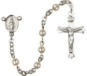 4mm Faux Pearl Sterling Silver Rosary - St. Mary's Gift Store