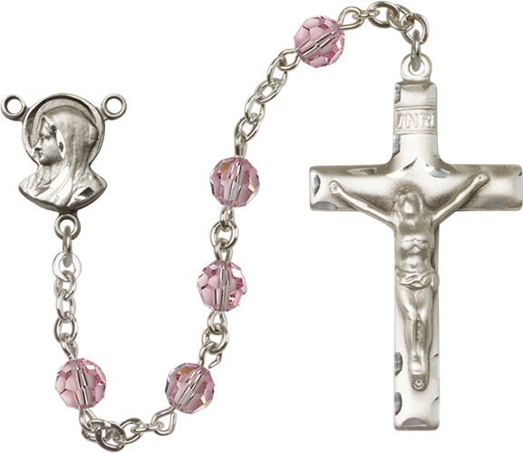 Light Rose Swarovski Bead Rosary - St. Mary's Gift Store