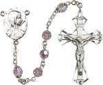 Light Amethyst Rosary- Austrian Tin Cut Aurora Borealis Beads - (Swarovski) - St. Mary's Gift Store