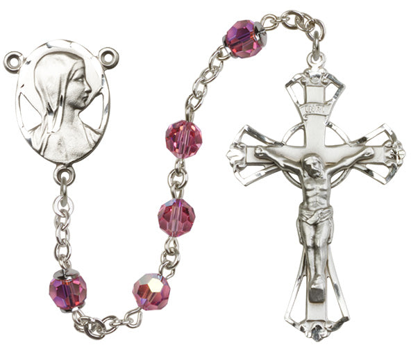 6mm Swarovski Beads Rosary - Light Rose - St. Mary's Gift Store