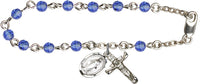 Adult Silver Plated Sapphire Rosary Bracelet - 7 1/4 inches - St. Mary's Gift Store
