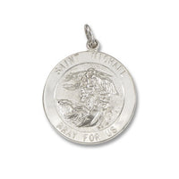St. Michael Round Bright Sterling Silver Medal -1 inch - St. Mary's Gift Store