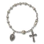6mm Sterling Silver Rosary Bracelet, 7 inches - St. Mary's Gift Store