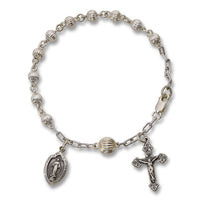 4mm Sterling Silver Rosary Bracelet, 7 inches - St. Mary's Gift Store