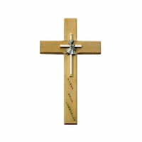 10 inch Personalized First Communion Girl Maple Wood and Brass Wall Cross - St. Mary's Gift Store